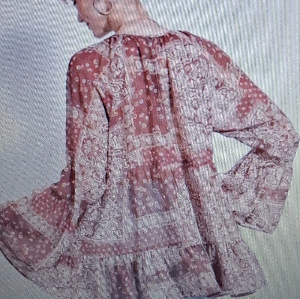 NWT Easel Multi Colored Printed Patchwork Blouse … - image 2